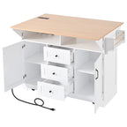 Isola Carrello da Cucina con 2 Ribalte, Nero/Bianco, Posti a Sedere 4–6