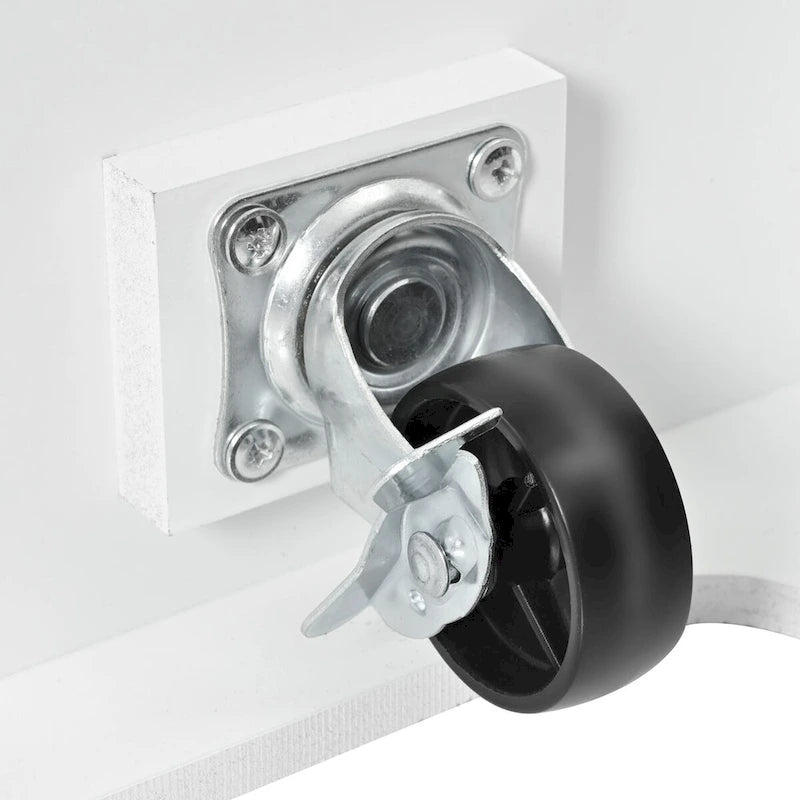 Isola Carrello da Cucina con 2 Ribalte, Nero/Bianco, Posti a Sedere 4–6