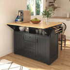 Isola Carrello da Cucina con 2 Ribalte, Nero/Bianco, Posti a Sedere 4–6