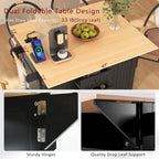 Isola Carrello da Cucina con 2 Ribalte, Nero/Bianco, Posti a Sedere 4–6