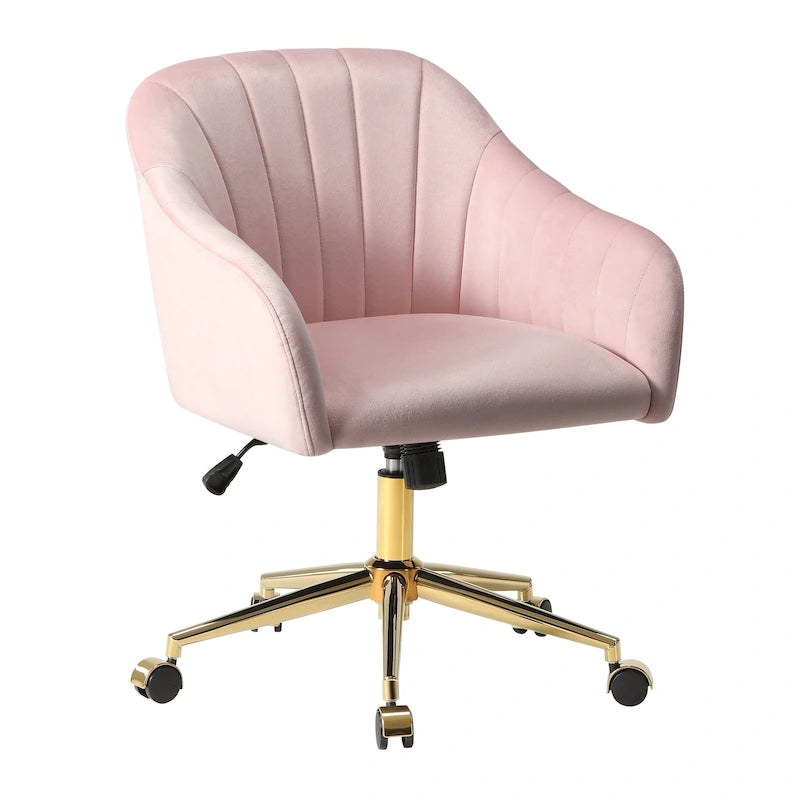 Sedia girevole trapuntata in velluto — Altezza regolabile, Singola, Grigio/Rosa/Blu Navy/Nero/Verde/Avorio/Rosso