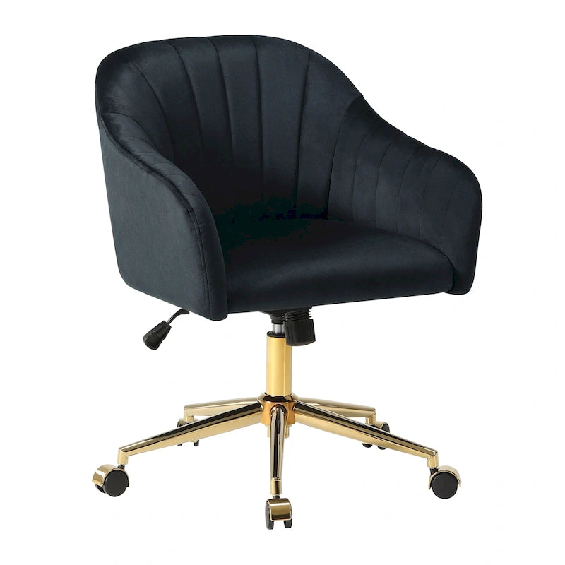 Sedia girevole trapuntata in velluto — Altezza regolabile, Singola, Grigio/Rosa/Blu Navy/Nero/Verde/Avorio/Rosso