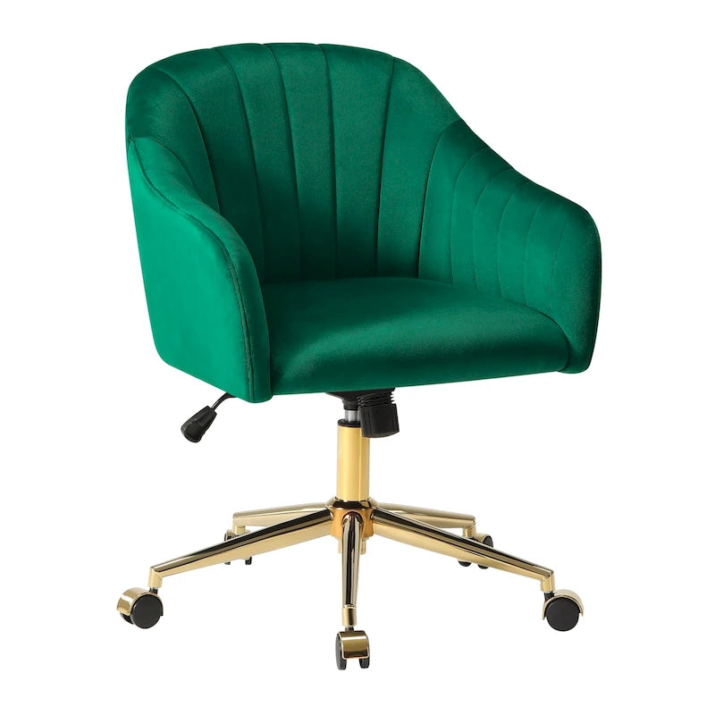 Sedia girevole trapuntata in velluto — Altezza regolabile, Singola, Grigio/Rosa/Blu Navy/Nero/Verde/Avorio/Rosso