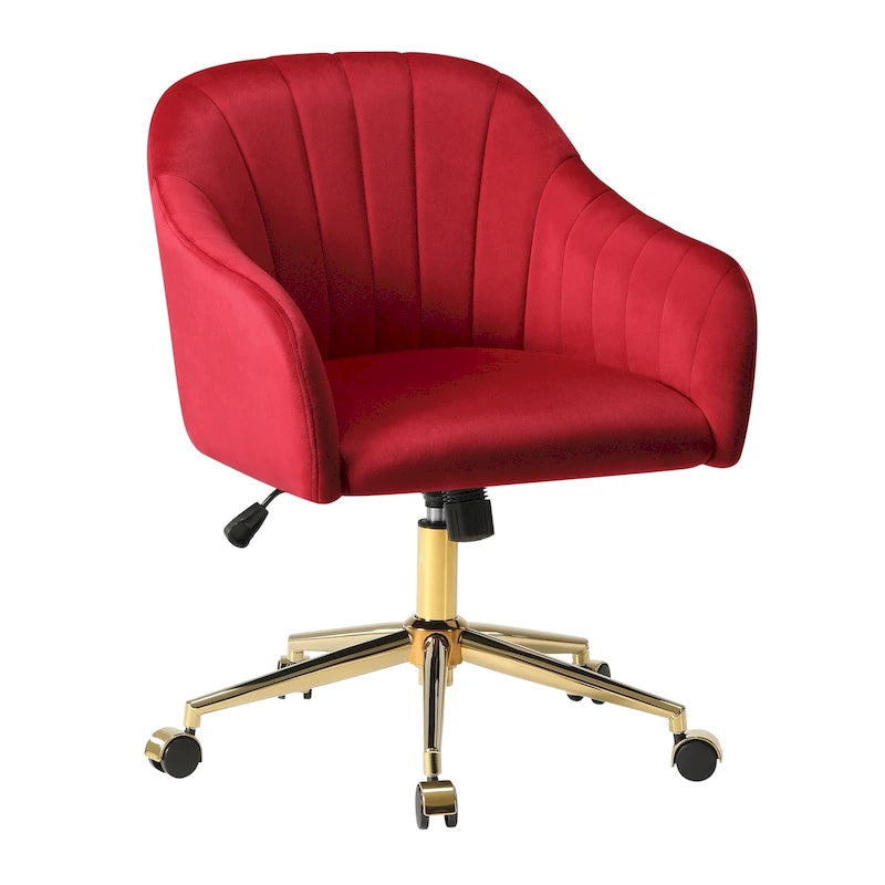 Sedia girevole trapuntata in velluto — Altezza regolabile, Singola, Grigio/Rosa/Blu Navy/Nero/Verde/Avorio/Rosso