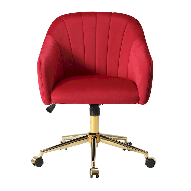 Sedia girevole trapuntata in velluto — Altezza regolabile, Singola, Grigio/Rosa/Blu Navy/Nero/Verde/Avorio/Rosso