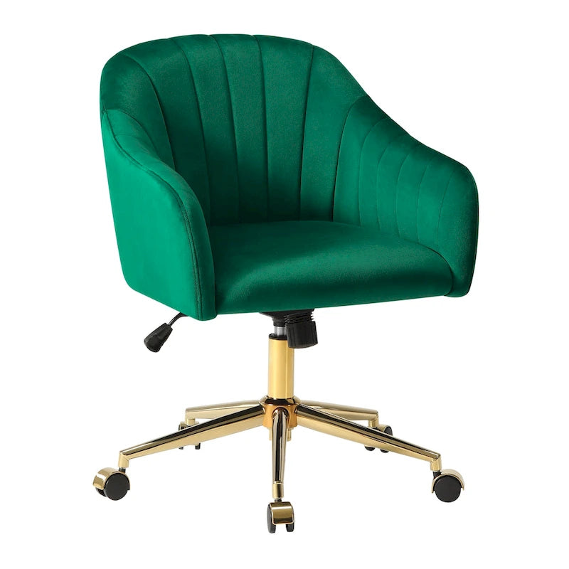 Sedia girevole trapuntata in velluto — Altezza regolabile, Singola, Grigio/Rosa/Blu Navy/Nero/Verde/Avorio/Rosso