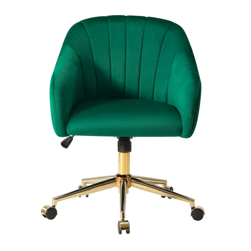 Sedia girevole trapuntata in velluto — Altezza regolabile, Singola, Grigio/Rosa/Blu Navy/Nero/Verde/Avorio/Rosso