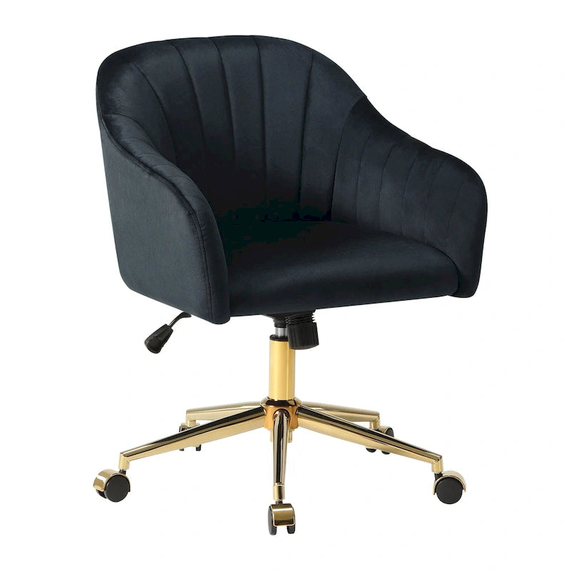 Sedia girevole trapuntata in velluto — Altezza regolabile, Singola, Grigio/Rosa/Blu Navy/Nero/Verde/Avorio/Rosso