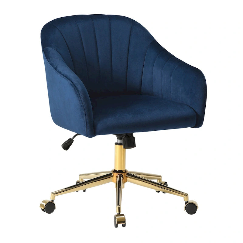 Sedia girevole trapuntata in velluto — Altezza regolabile, Singola, Grigio/Rosa/Blu Navy/Nero/Verde/Avorio/Rosso