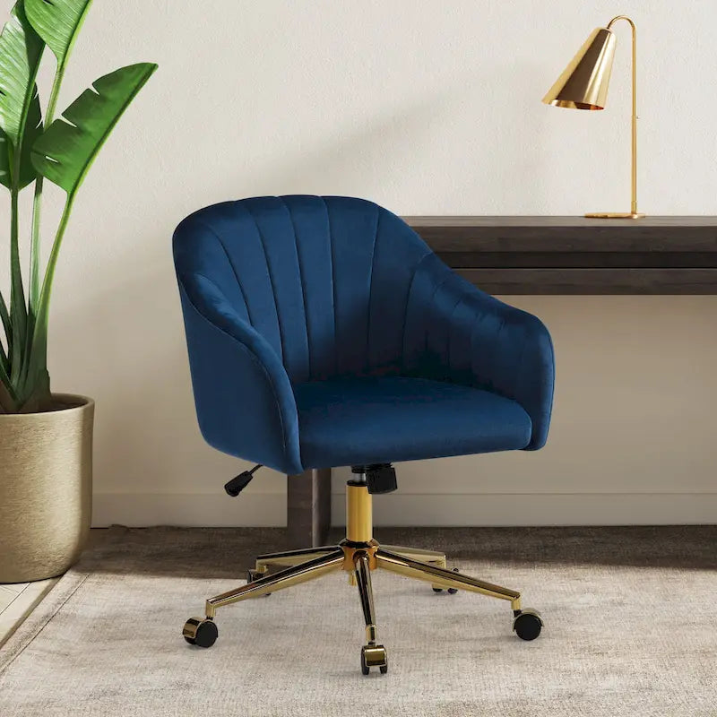 Sedia girevole trapuntata in velluto — Altezza regolabile, Singola, Grigio/Rosa/Blu Navy/Nero/Verde/Avorio/Rosso
