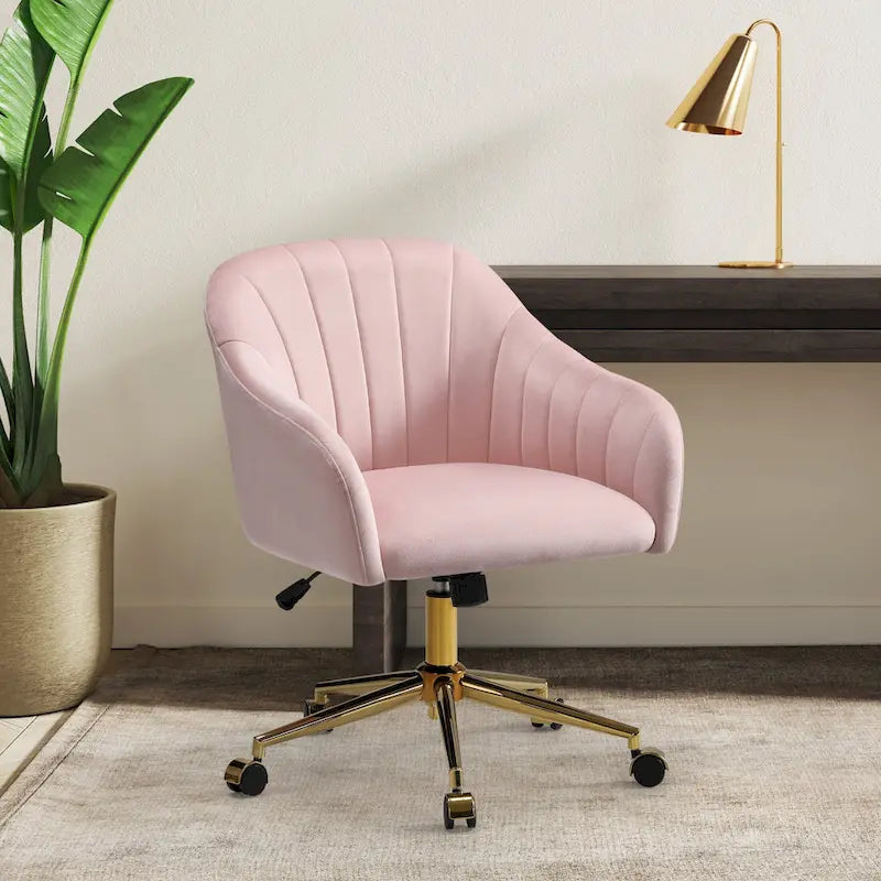 Sedia girevole trapuntata in velluto — Altezza regolabile, Singola, Grigio/Rosa/Blu Navy/Nero/Verde/Avorio/Rosso