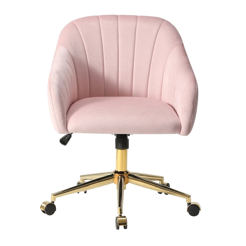 Sedia girevole trapuntata in velluto — Altezza regolabile, Singola, Grigio/Rosa/Blu Navy/Nero/Verde/Avorio/Rosso