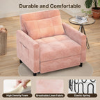 3-in-1-Schlafsofa mit verstellbarer Rückenlehne, ausziehbarer Sessel, umwandelbares Klappbett fürs Wohnzimmer