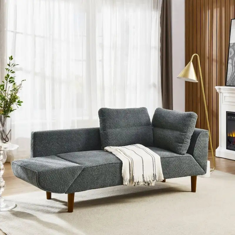 Divanetto futon convertibile beige / nero / blu scuro / grigio, divano letto a 2 posti