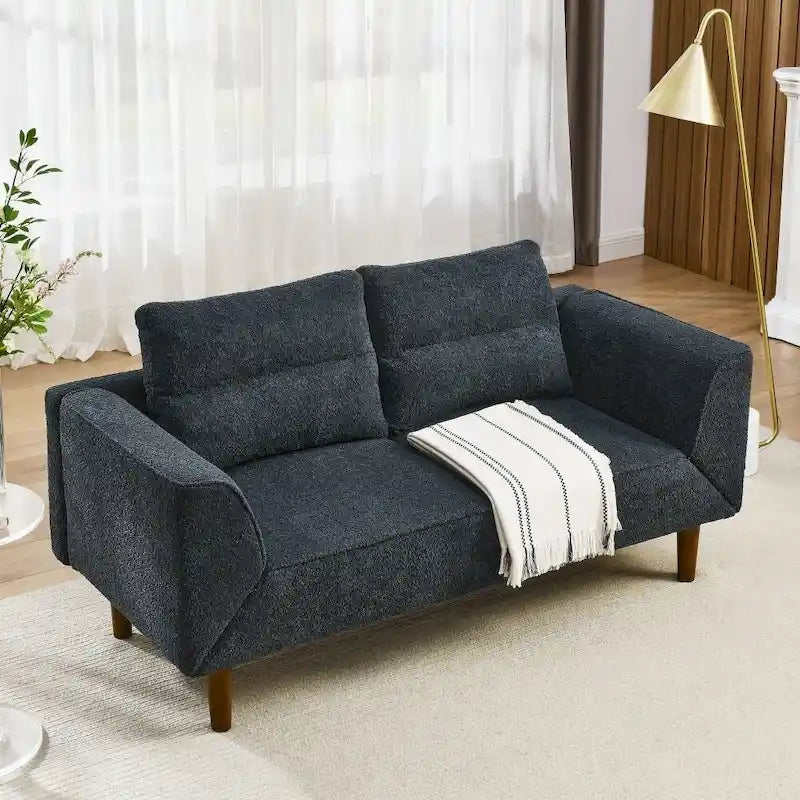 Divanetto futon convertibile beige / nero / blu scuro / grigio, divano letto a 2 posti