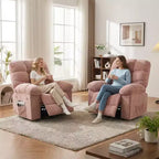 Massage Recliner Chair with Heat - 360 Swivel Rocker, Oversized Single Sofa w/ Vibration, USB & Storage Pockets for Living Room/Bedroom