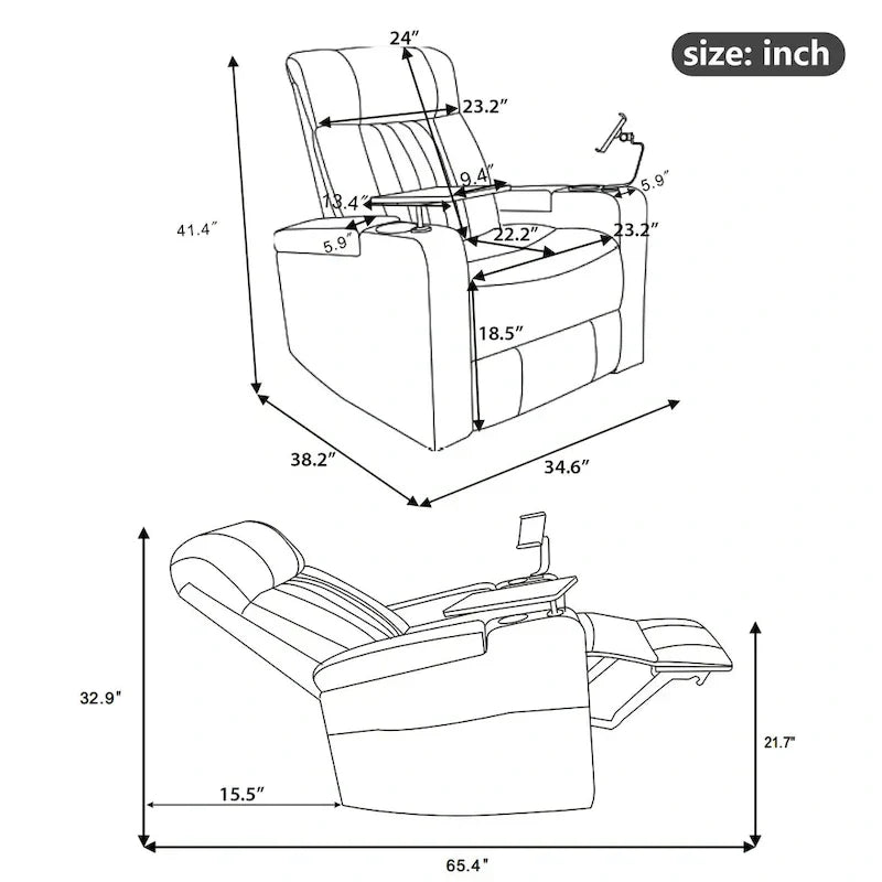 Poltrona reclinabile elettrica multifunzionale girevole a 270° per home theater