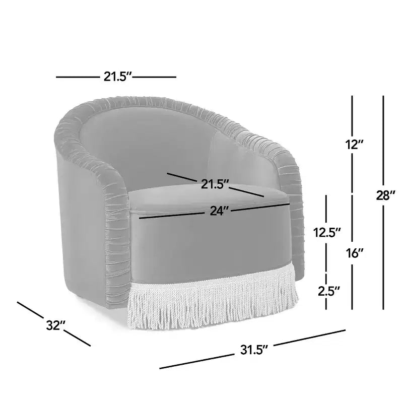 Jennifer Taylor Home Serena 31,5-inch gecapitonneerde accentfauteuil met ronde rugleuning en goudfranjes, olijfgroen prestatiefluweel