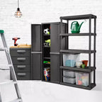 Set da 2 contenitori organizzatori Sterilite regolabili per garage, con 4 ripiani, grigio