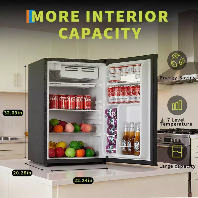 Mini-Kühlschrank mit Gefrierfach, 4,5 Cu.Ft., Kompaktkühlschrank mit reversibler Tür, verstellbarem Thermostat und energieeffizientem Betrieb, kleiner Kühlschrank