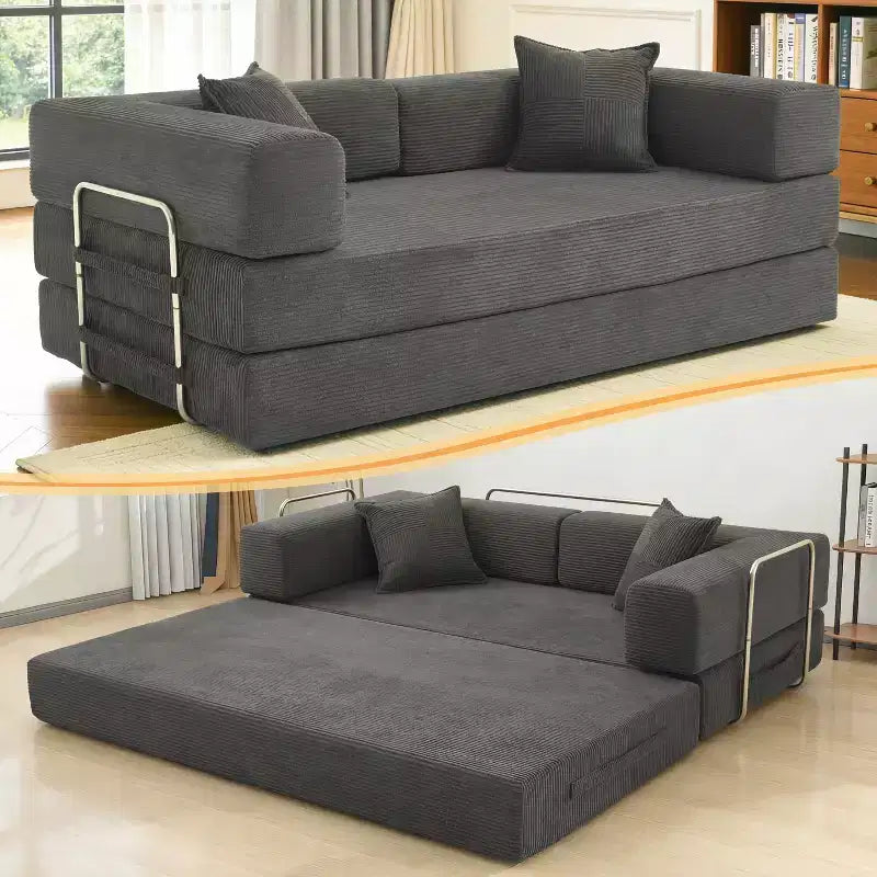 Divano letto pieghevole Dyonery 78, divano in velluto a coste convertibile, letto da pavimento king size, combinazione modulare fai da te 4-in-1, divano apribile confortevole
