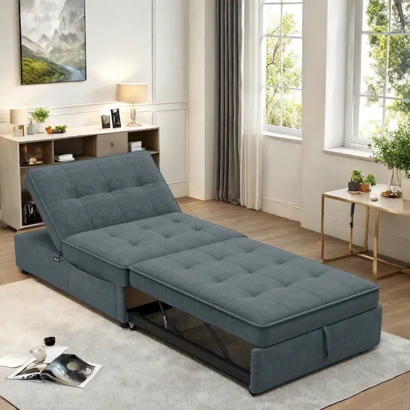 Divano letto in lino a 3 posti 4-in-1 da 72,5", con schienale regolabile su 5 livelli e tasca portaoggetti