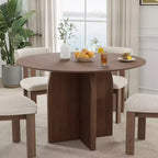 Tavolo da pranzo rotondo PexFix 45 x45 in legno massello con finitura noce e gambe ad arco eleganti per sale da pranzo e cucine moderne