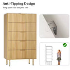 Weiß / Marmor und Holz, Kommode mit 5 Schubladen – geriffelte Front, für 1 Person