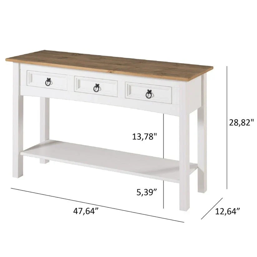 Houten haltafel, consoletafel met 3 laden Corona | Furniture Dash - N.v.t.
