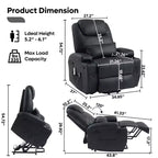 Bestier 34.6'' Electric Power Lift Asist Recliner Chair with Massage and Heat, Fax Leather Reclining Chair with Side Pockets & Cup Holders