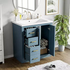 Vanity tal-kamra tal-banju b’sink wieħed ta’ 30 u kabinett b’3 kxaxen - Iswed / Blu / Aħdar / Indigo / Abjad
