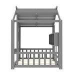 Huisvormig platformbed voor eenpersoonsbed/tweepersoonsbed, peuter-vloerbed, Montessori-kinderbed en speelhuisbed met opbergplank - ModernLuxe