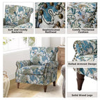 Araceli traditionele houten bloemenfauteuil met bekleding, hoge rugleuning en sierspijkerrand| ART OF LIVING DESIGNS
