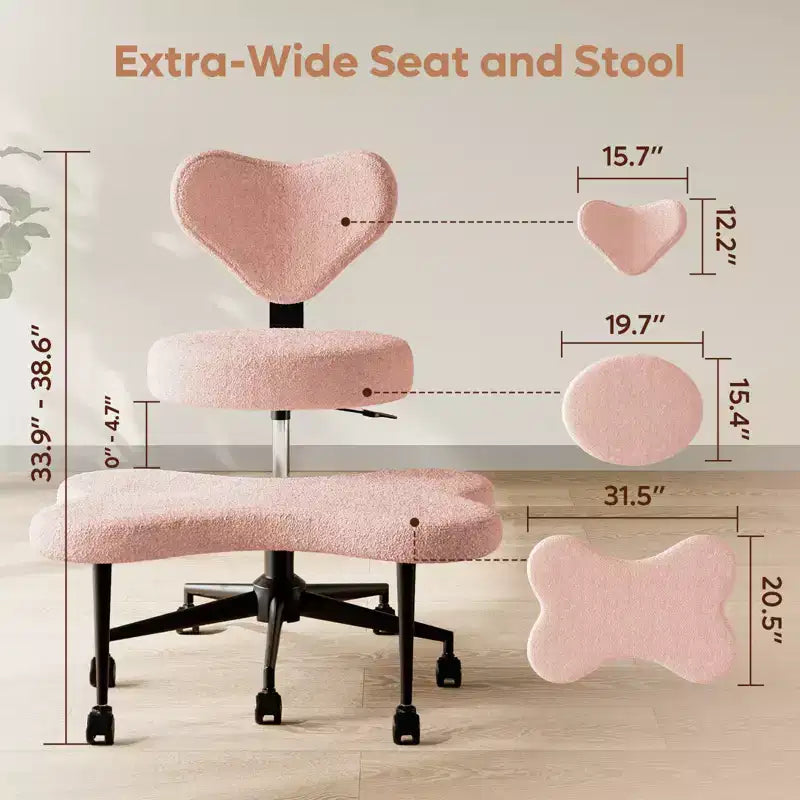 Pinmoco ergonomska uredska stolica s prekriženim nogama, podesiva meditacijska stolica, okretanje za 360°, lumbalna potpora, radna i uredska stolica, ADHD stolica