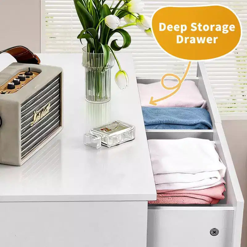 Karl Home grote ladekast met 6 laden voor de slaapkamer, stevige houten opberger voor kledingkast, wit