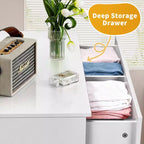 Karl Home grote ladekast met 6 laden voor de slaapkamer, stevige houten opberger voor kledingkast, wit