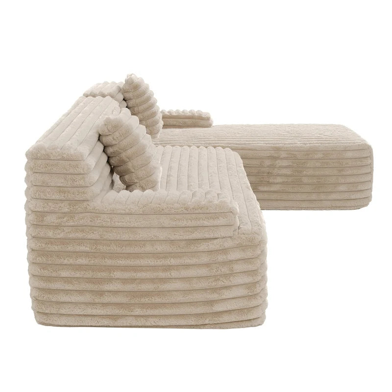 Modularna kutna sofa Cloud, moderna tapecirana sofa s 2 ukrasna jastuka, slobodno kombinirajuća modularna sofa u obliku slova L