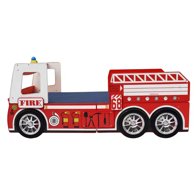 GDFStudio Juna Einzelbett-Feuerwehrbett mit LED-Beleuchtung