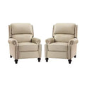 Set van 2 moderne Elisabete-fauteuils met hoge rugleuning van echt leer en vintage spijkerkopafwerking voor woonkamer en slaapkamer| ART OF LIVING DESIGNS