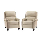 Set van 2 moderne Elisabete-fauteuils met hoge rugleuning van echt leer en vintage spijkerkopafwerking voor woonkamer en slaapkamer| ART OF LIVING DESIGNS