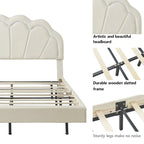 2-teiliges Schlafzimmer-Set: LED-Polsterbett in voller Größe mit Stauraumhocker