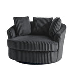 Extra grote 43 W pluche corduroy draaifauteuil met verzonken armleuningen en kuipvorm