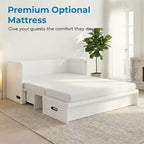 Mjkone Queen Size Convertible Murphy Cabinet Bed with Mattress, USB Charging, Storage Drawers