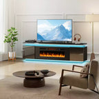 Skyzoo Electric Fireplace TV Stand for TVs up to 80 with LED Lights & 4 AC Power Outlets, TV console for Living Room