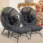 Sedia a uovo da interno FINCATI, sedia a uovo da esterno da 440 libbre, sedia a uovo oversize con pouf, sedia a uovo di lusso e confortevole con poggiapiedi
