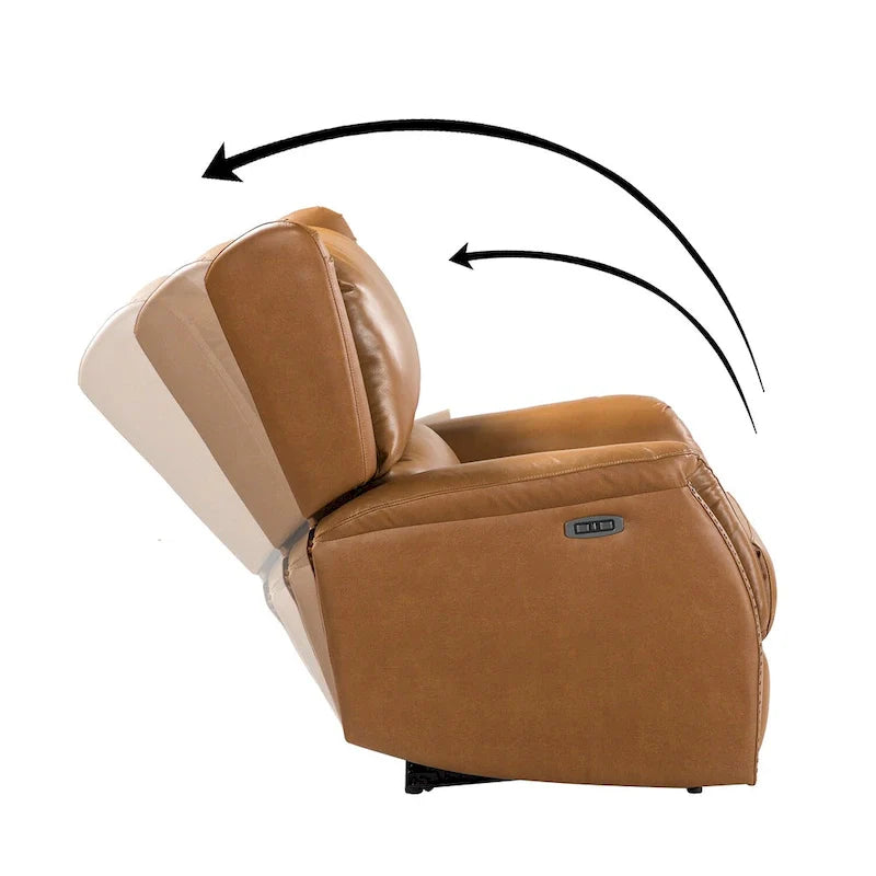 Genuine Leather Power Recliner with USB Port 鈥?Wingback Nailhead Set of 2