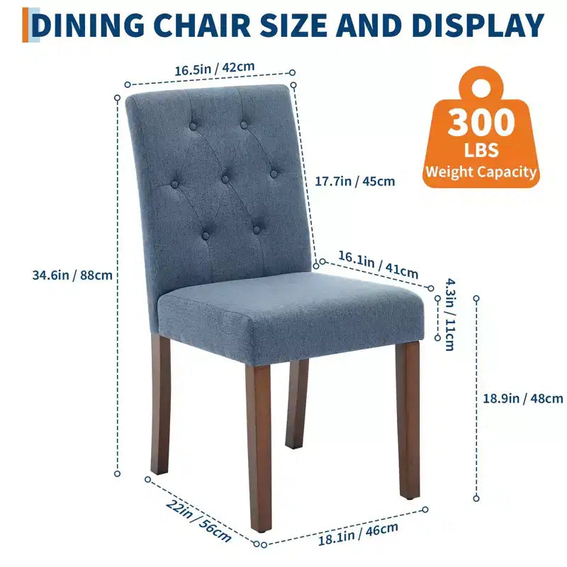 Parsons-eetkamerstoelen met knopen en capitonnering, set van 6 / 4 – gestoffeerde keukenstoelen met houten poten en gewatteerde zittingen – meubels voor woonkamer en keuken