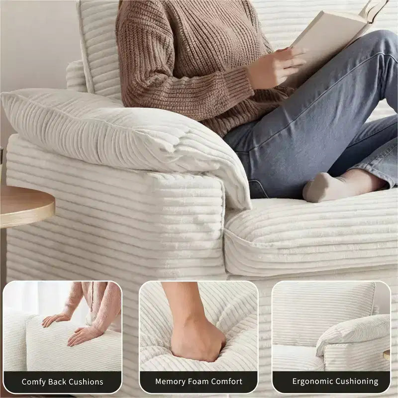 Sufan loveseat Dyonery 86 Cloud, sedil fond u mħaded wesgħin għall-dirgħajn, qafas b'saħħtu, disinn ergonomiku li jieħu n-nifs