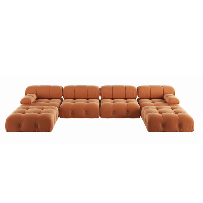138' umbaubares modulares Ecksofa, U-förmige minimalistische Samtsofas