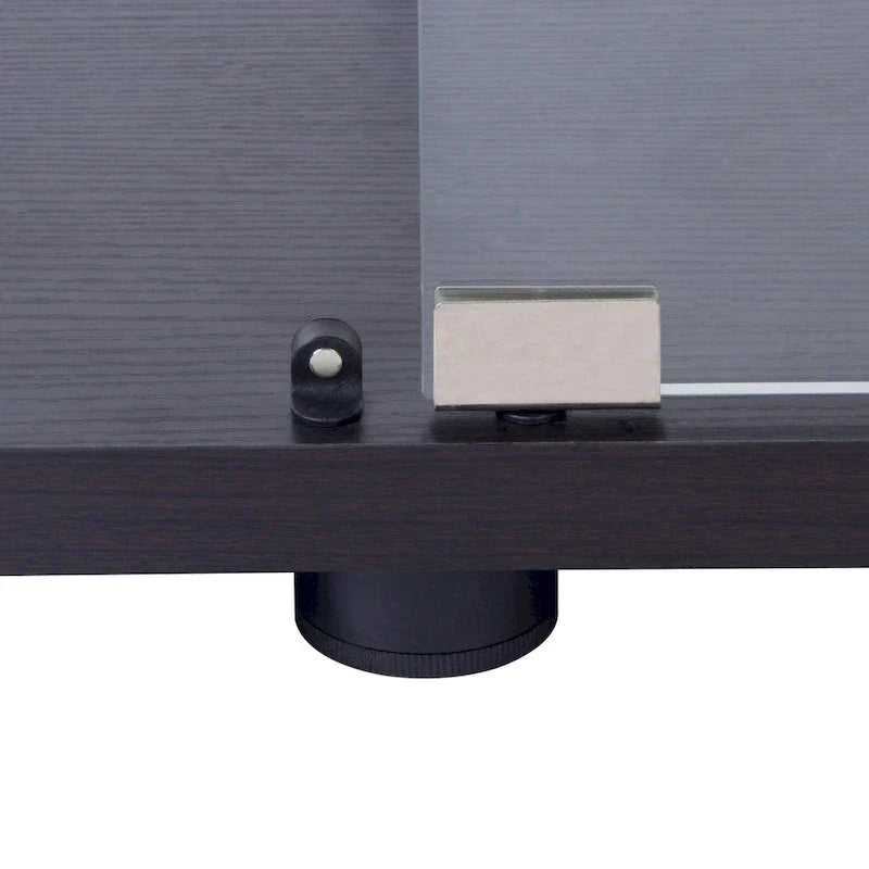 Verlichte glazen kast met twee deuren, glazen vitrinekast met 4 planken, zwart